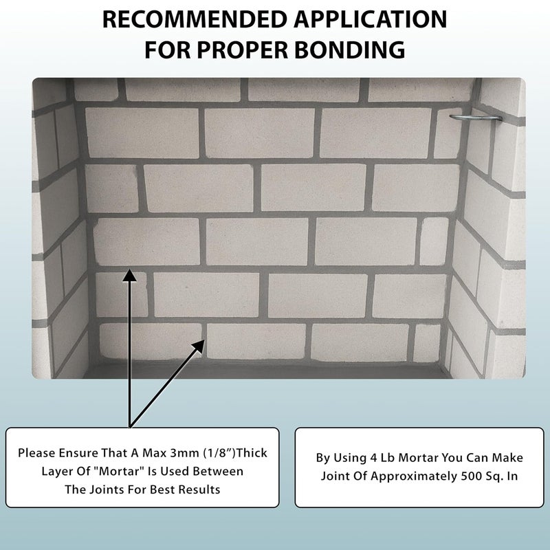 Simond STORE Refractory Mortar - 4 LBS - High Heat Mortar Mix - 2700F Rated - High Temperature Pre Mixed Refractory Cement for Binding Insulating Fire Bricks in Furnace, Kiln, Fireplace - Grey Color - Image 5